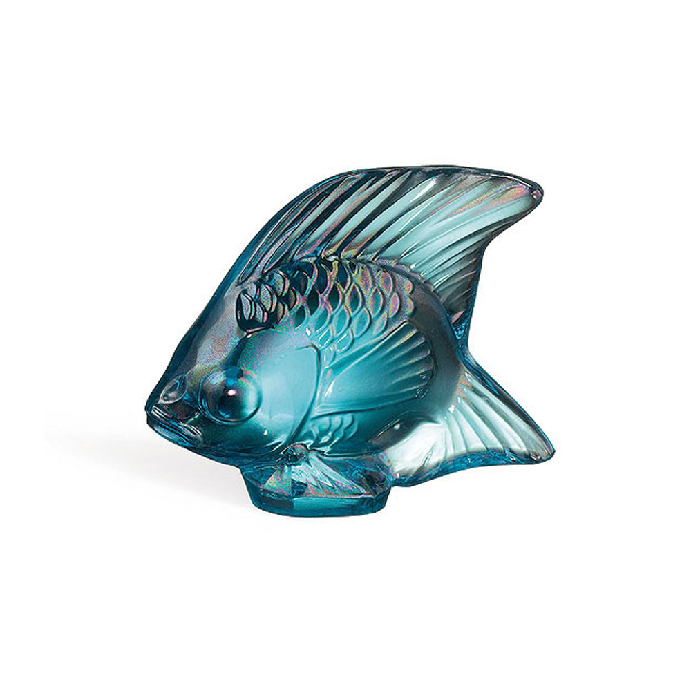 Lalique Turquoise Lustre Fish Sculpture